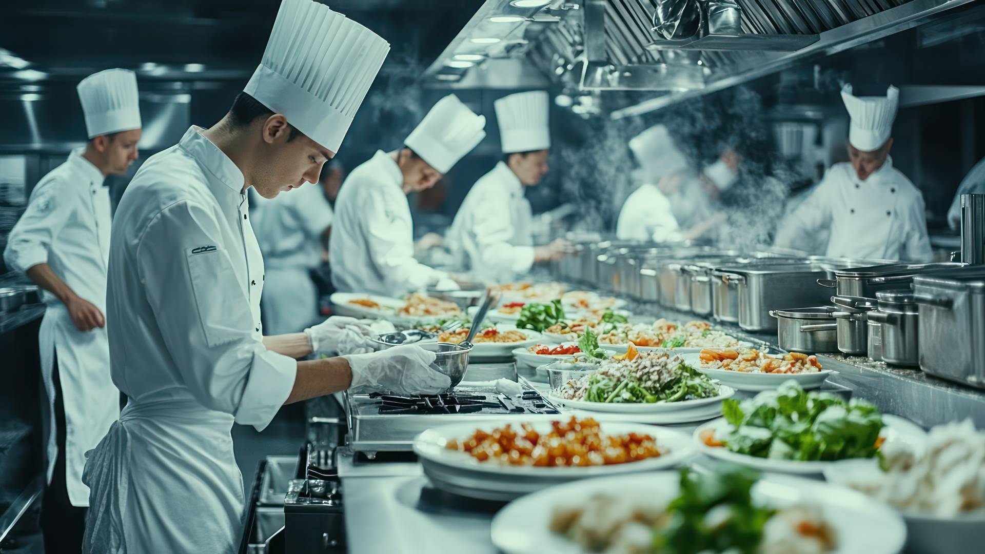 Professional kitchen brigade in service — the environment Supply Pro was designed for